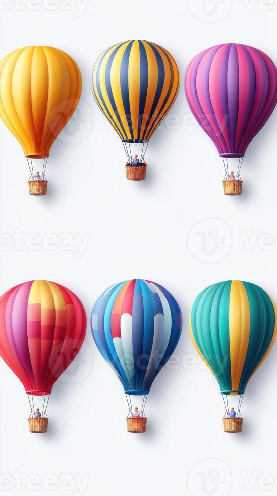 Colorful hot air balloons floating in the sky during a bright sunny day photo
