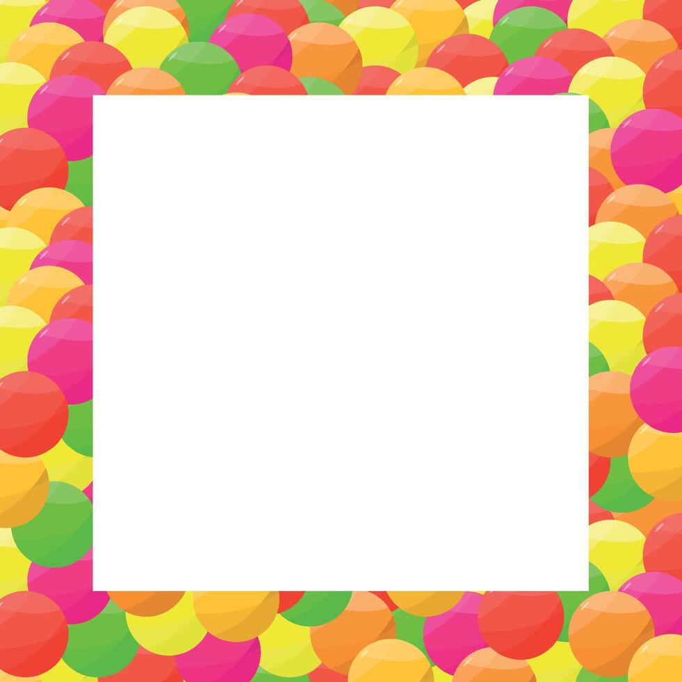Frame with balls and white background. Greeting card, banner. Concept for a holiday or party. vector