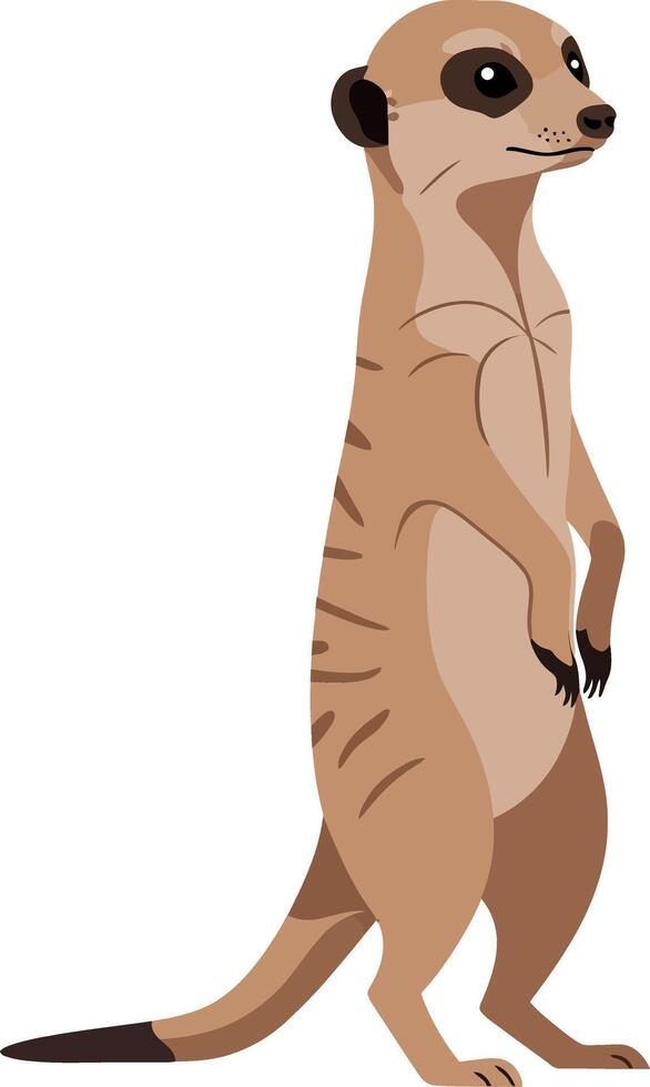 A curious meerkat standing upright in a playful pose, characterized by flat design style and vibrant colors, art vector
