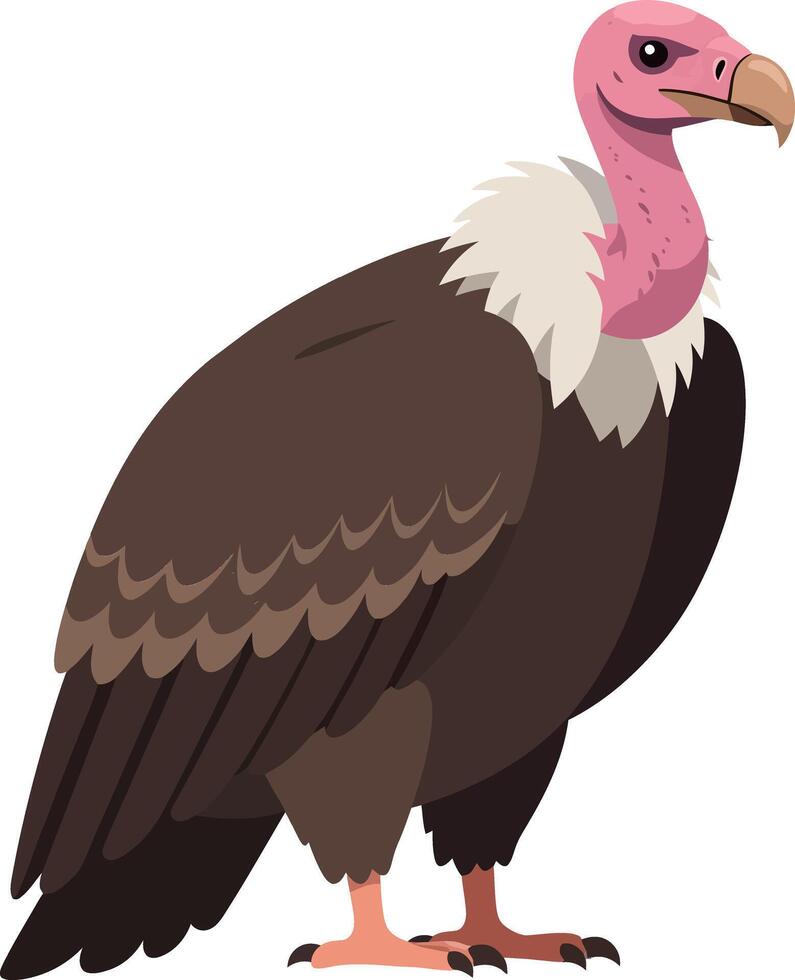 A detailed illustration of a majestic vulture with striking features, showcasing its wings and vibrant colors in a flat design style art vector