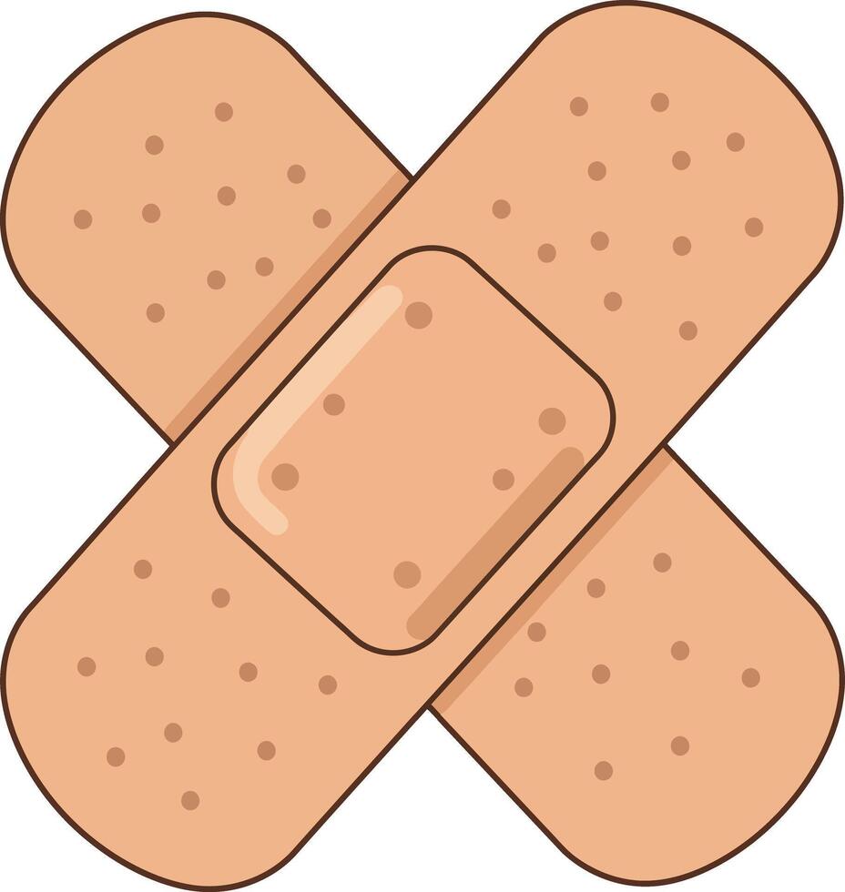 Band-aid crossing over another band-aid in a flat and minimal design style illustration vector
