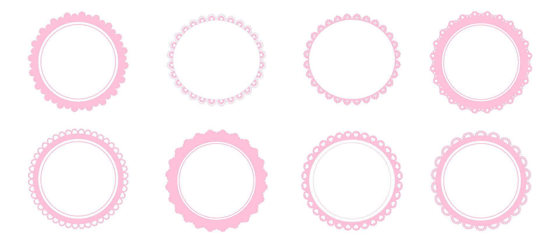 Scalloped pink cute border simple divider ornament edge cut out decoration isolated on white background. Y2k trendy coquette vector