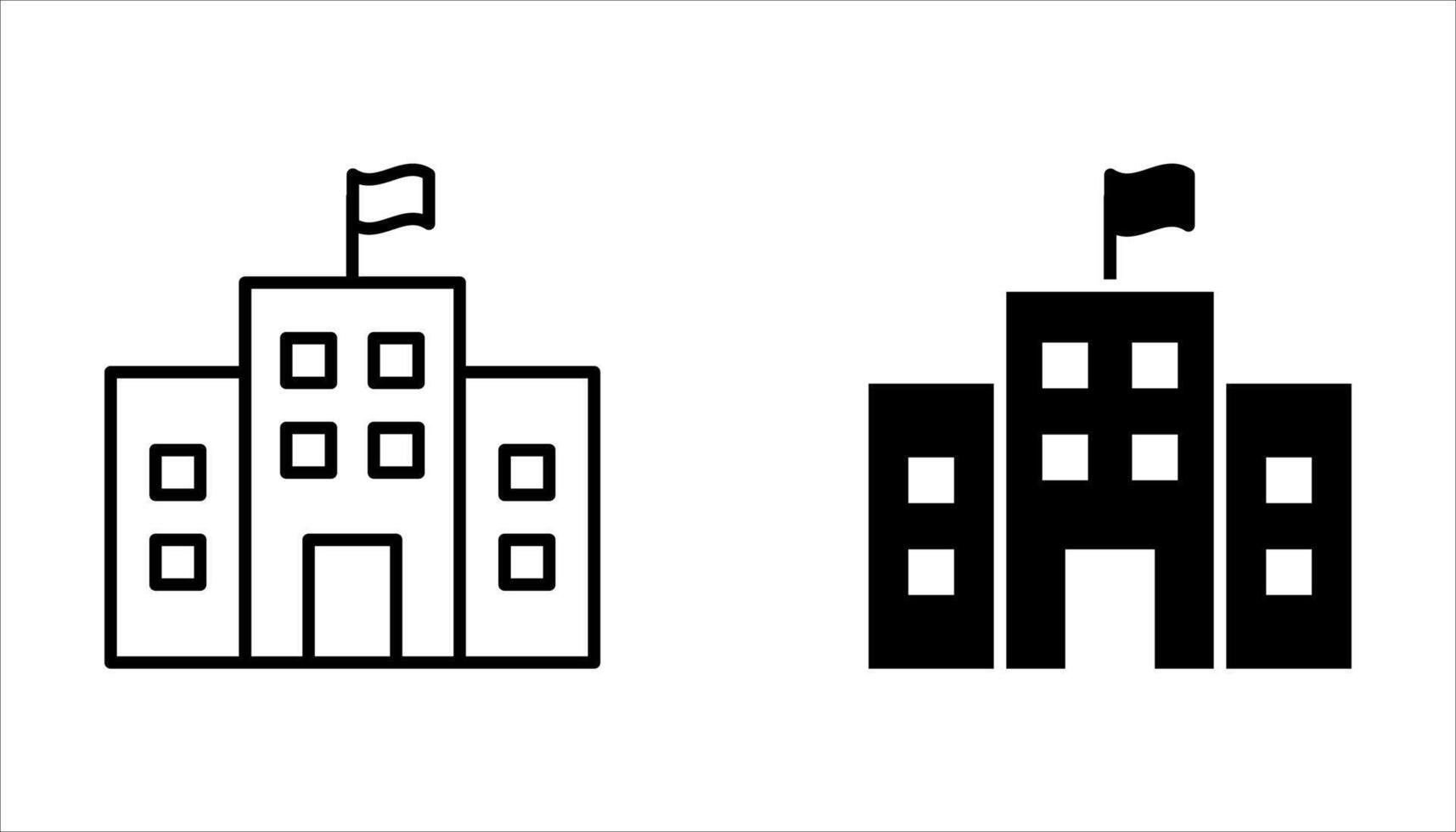 school building icon on white background, vector