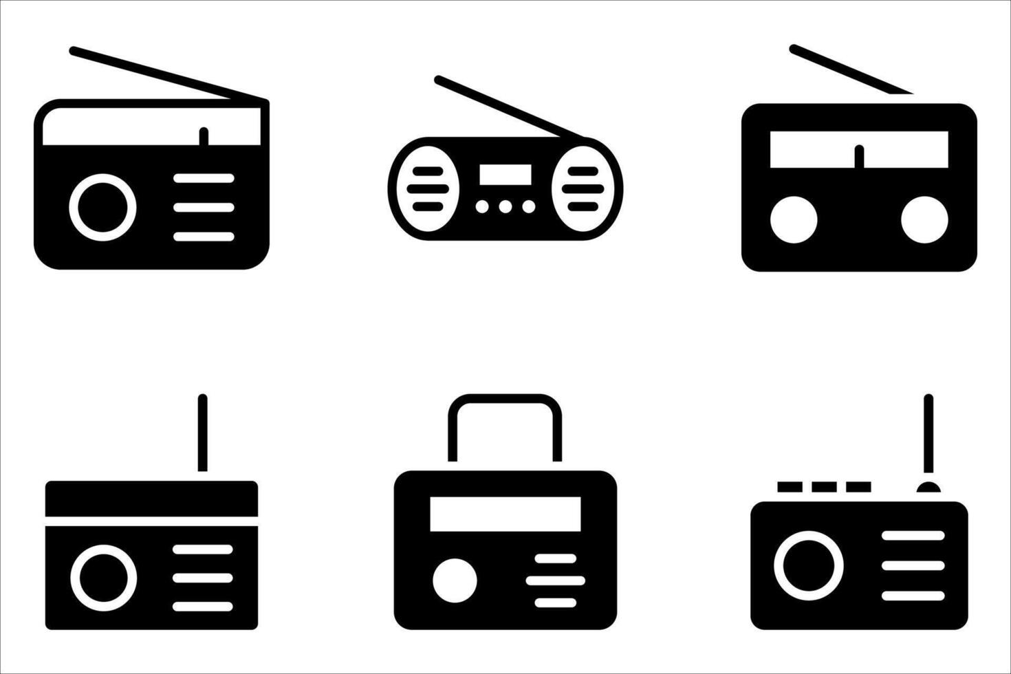 radio icon set on white, vector