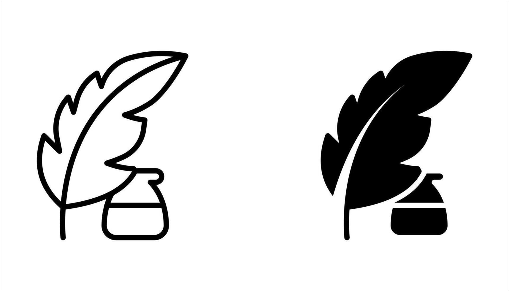 feather pen icon set on white background, vector