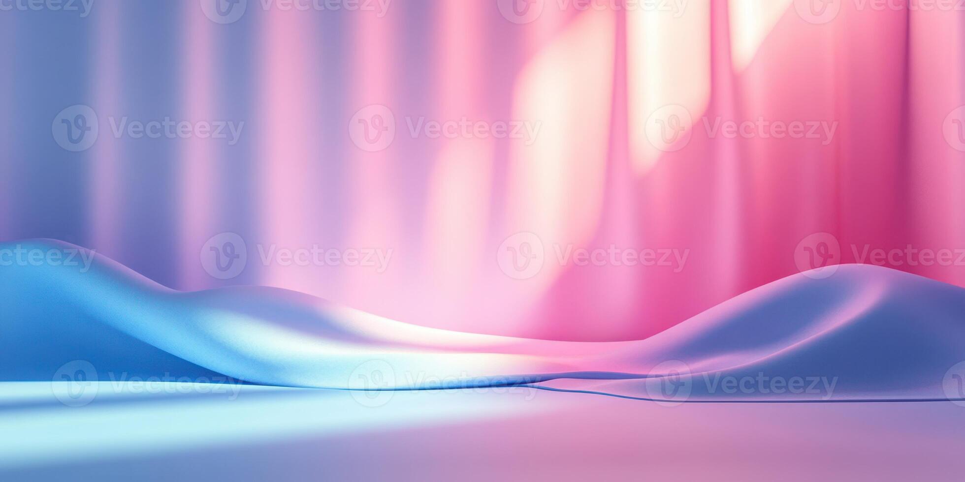 Soft fabric waves blend with vibrant lights, creating a serene atmosphere in a studio setting photo