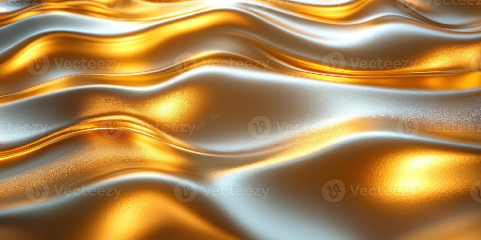 Wavy metallic surface reflecting light in an artistic manner with gold and silver tones during daylight photo