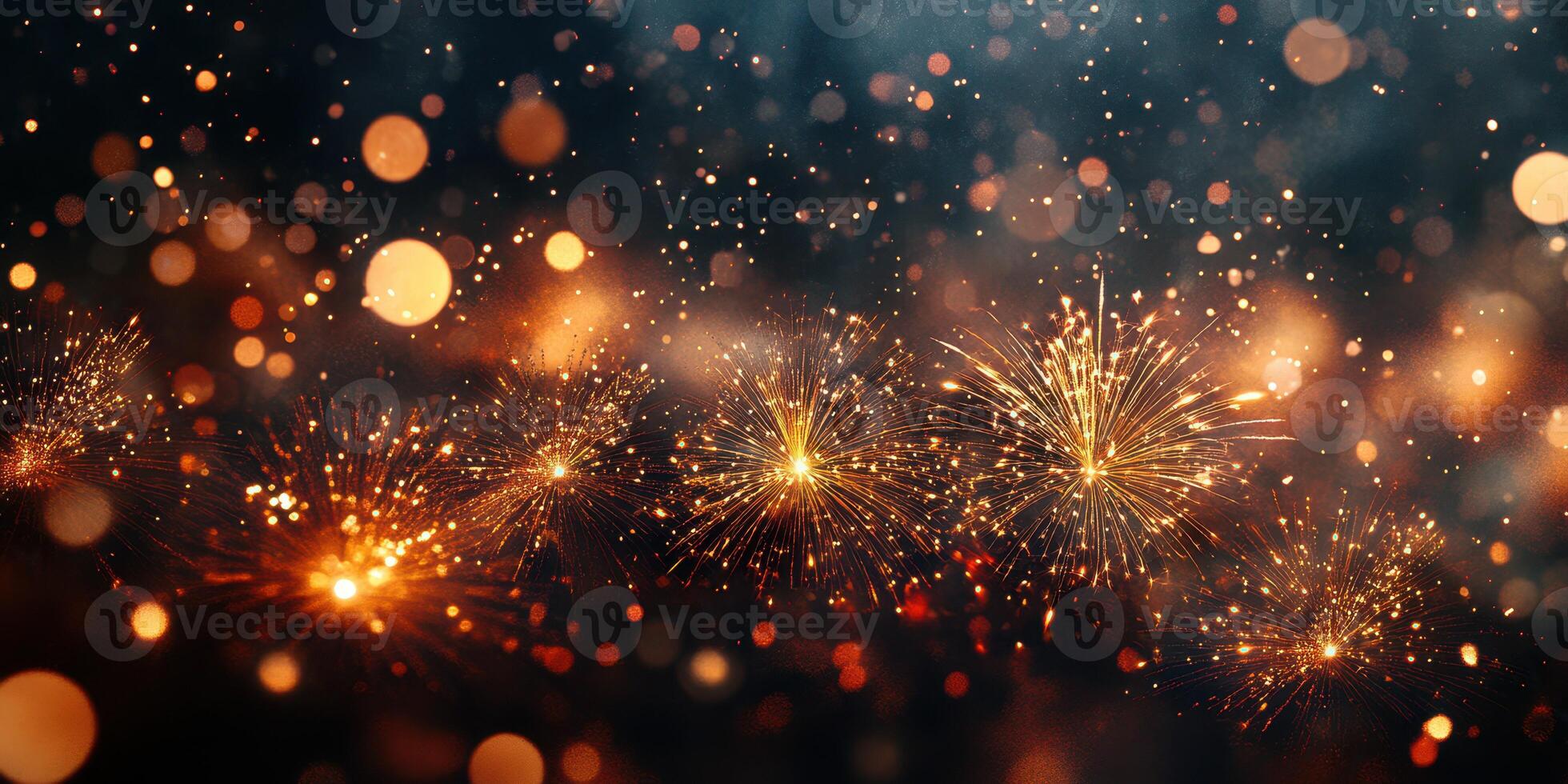 Sparkling fireworks light up the night sky during a festive celebration in a vibrant urban setting photo