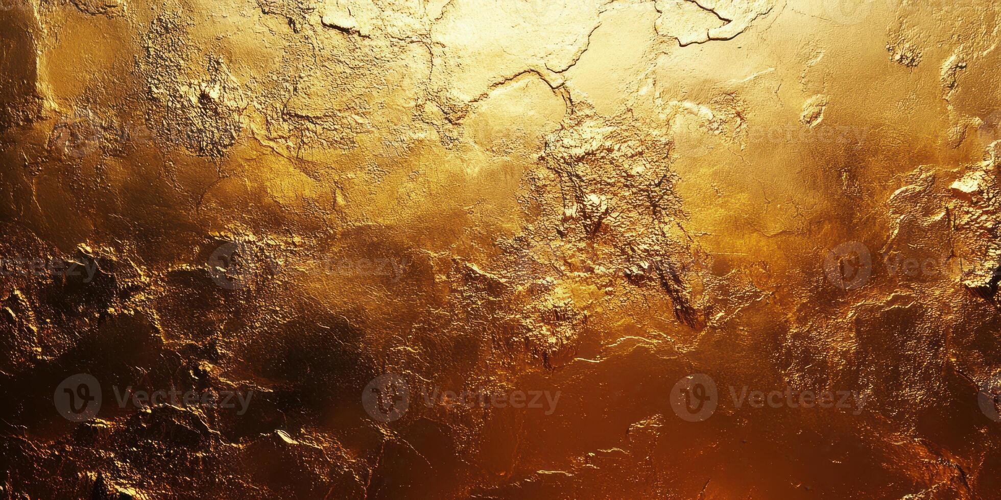 Golden textured surface with intricate patterns reflecting light and creating depth at sunset time in an artistic setting photo