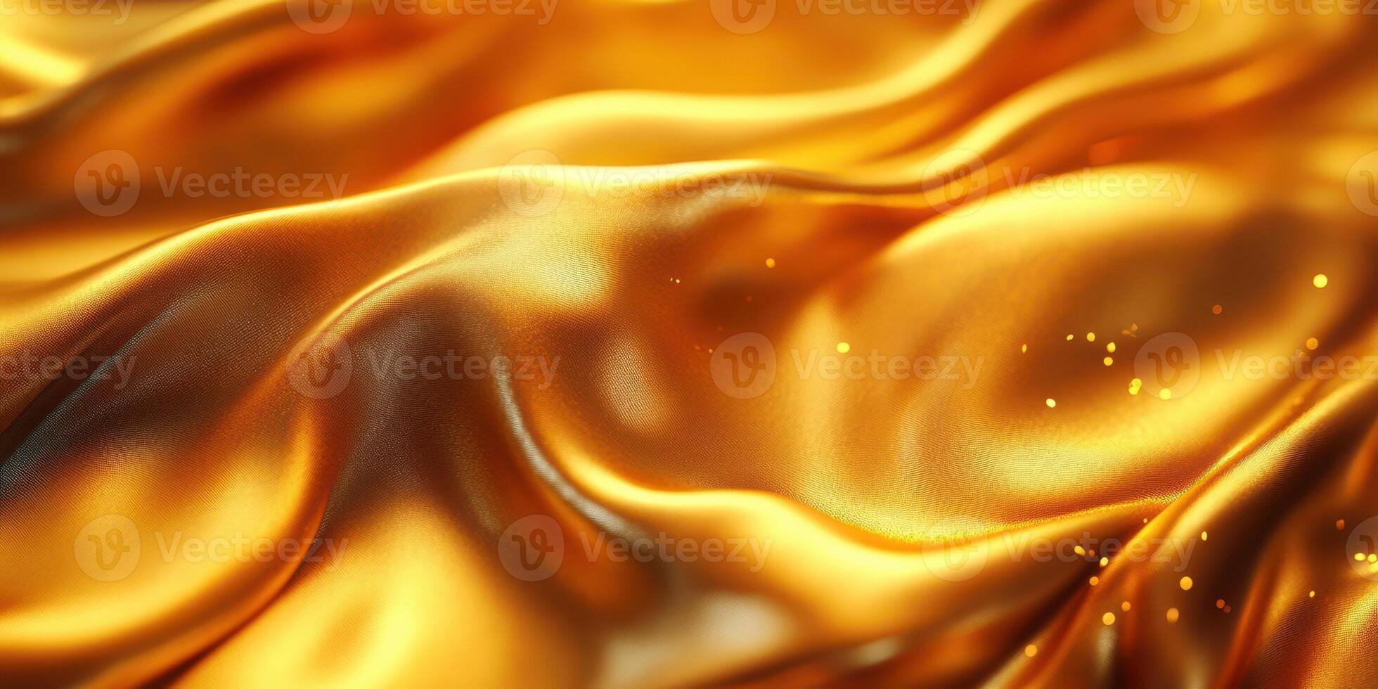 Shimmering golden fabric flowing smoothly with soft folds and subtle sparkle under gentle light photo