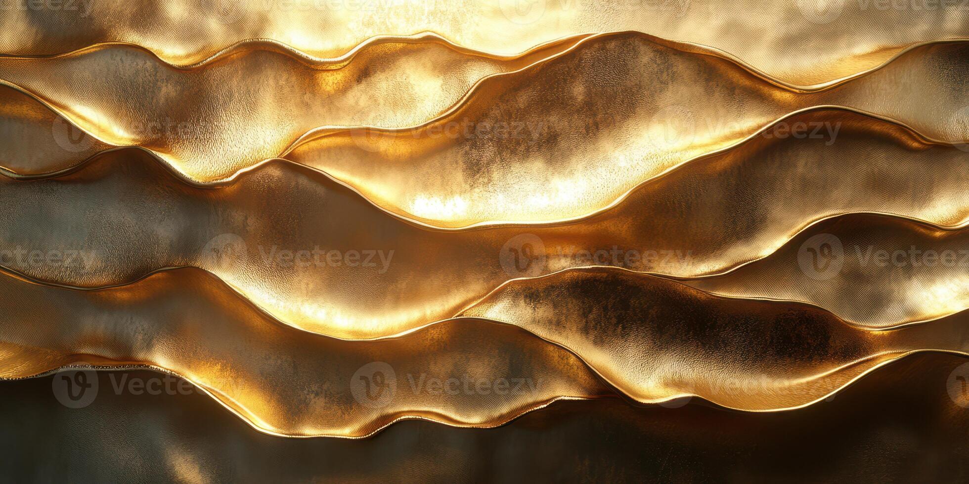Elegant golden wave patterns create a stunning visual display in an artistic interior setting photo
