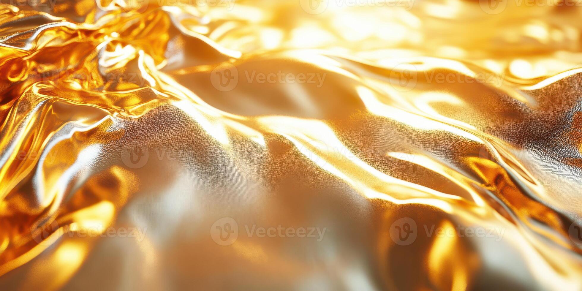 Shimmering golden fabric reflecting light creates mesmerizing visual texture and depth in a stunning display of warmth photo