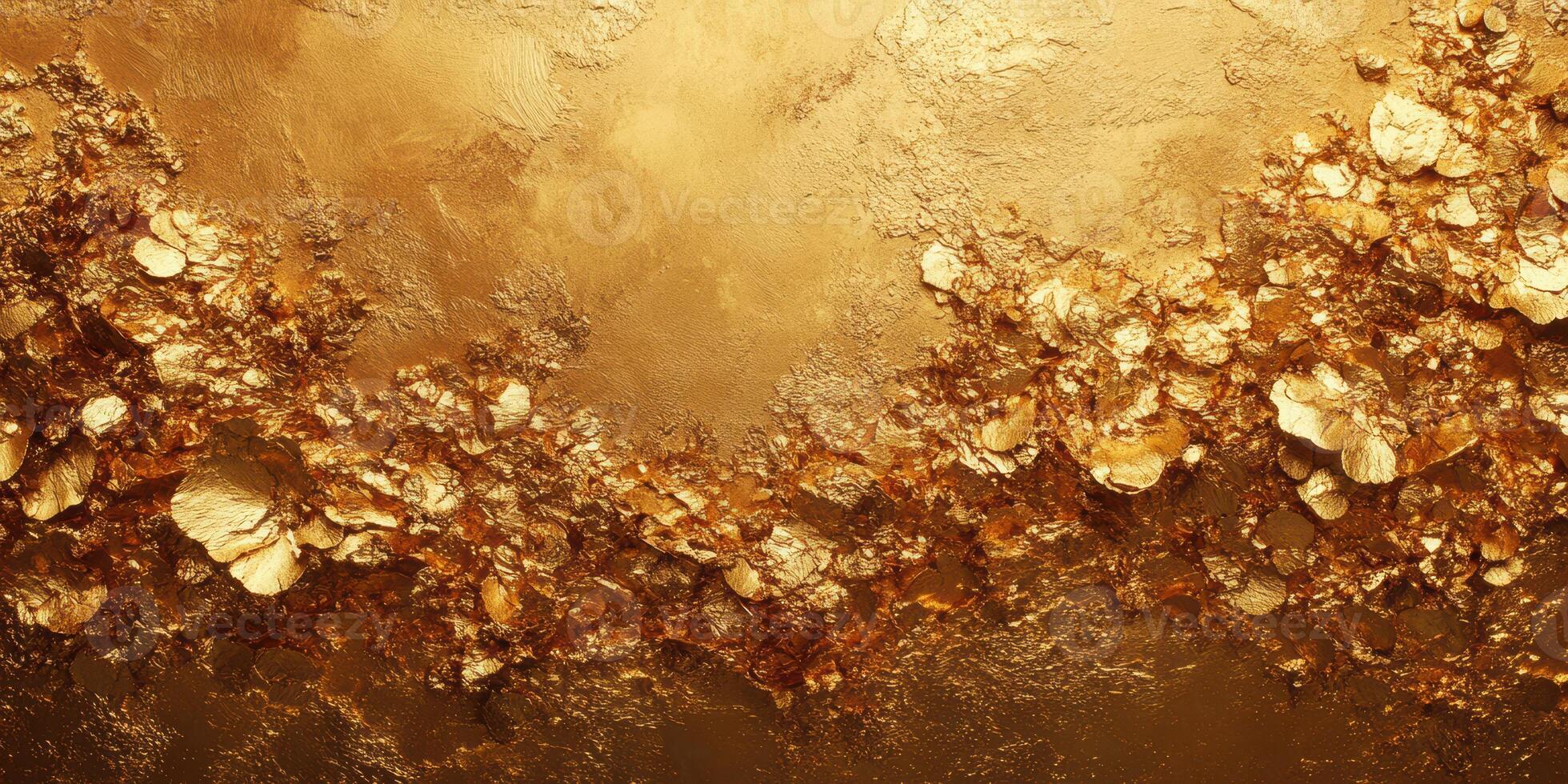 Textured golden surface with intricate details showcasing rich hues of yellow and brown photo