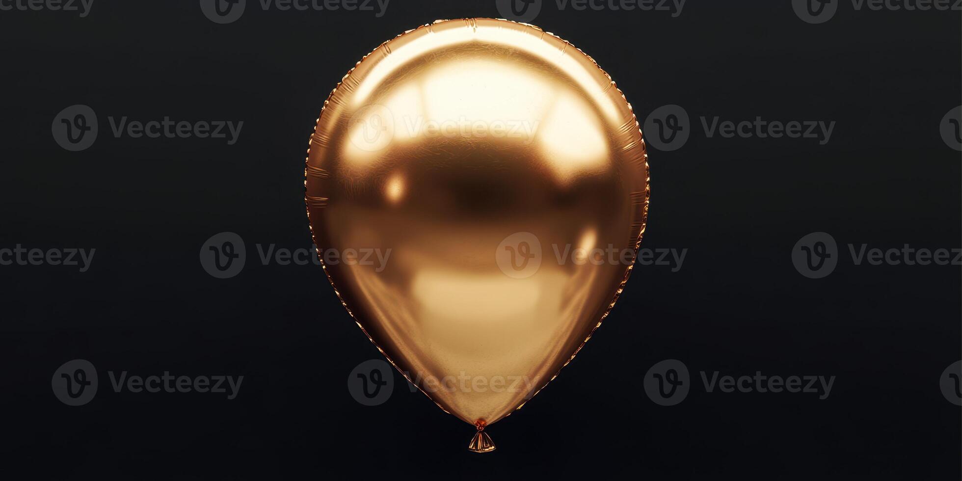 Shimmering golden balloon floating against a black background creates an elegant visual for festive occasions and celebrations photo