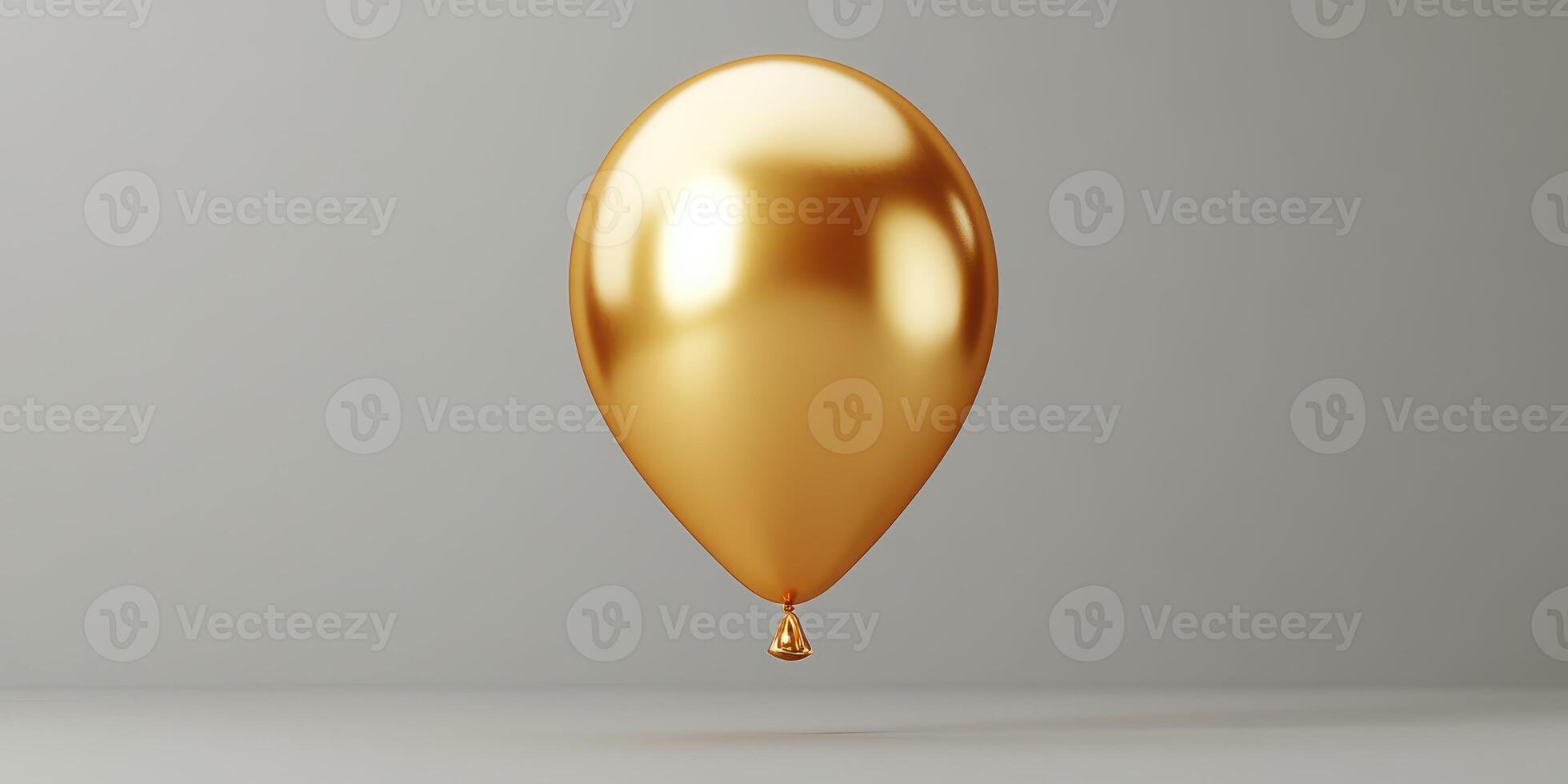 Golden balloon floating gently against a minimalist backdrop during a festive celebration or event photo