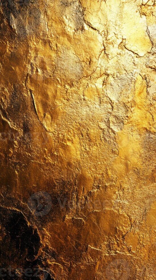 Golden textured surface with intricate patterns in warm hues illuminated by soft light photo