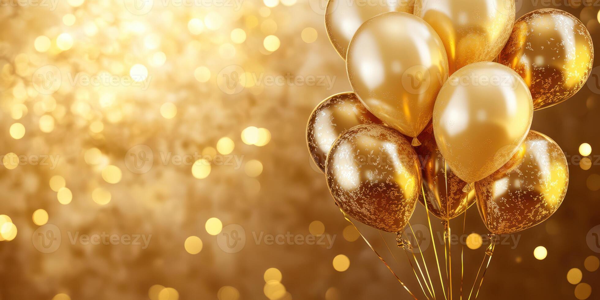 Gold balloons fill the space with elegance and sparkle for a festive celebration photo
