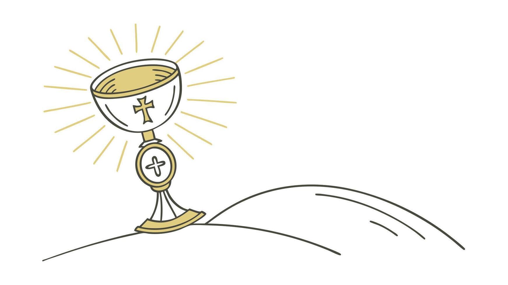 Holy Grail Chalice Christian Symbolism Divine Light Hilltop vector