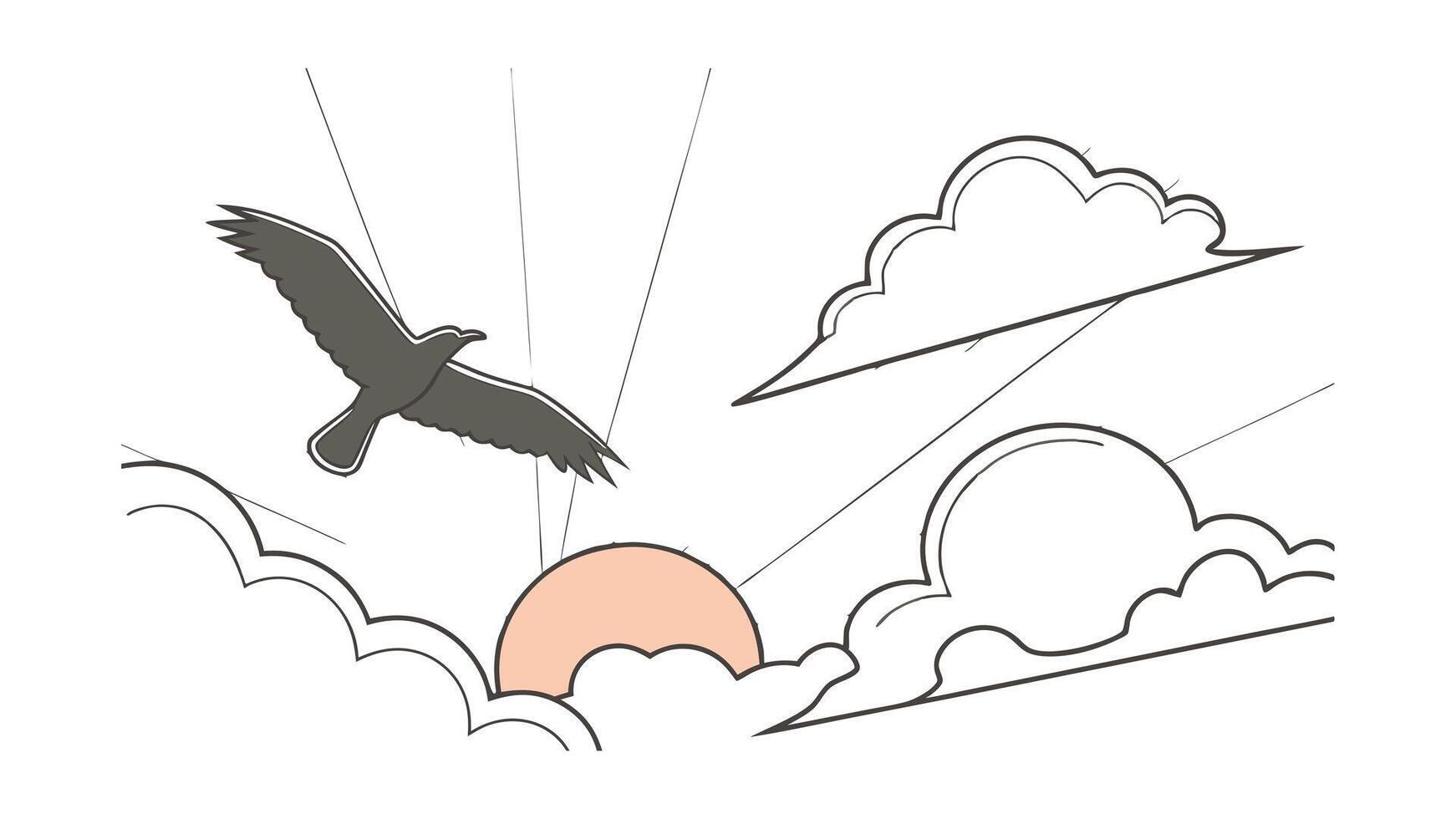 Majestic Bird Soaring Above Sunset Cloudscape Scenic vector