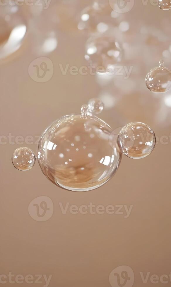 Abstract representation of spheres in suspension, delicate lighting and surface tension interplay photo