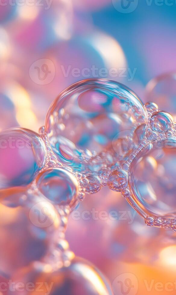 Iridescent Spheres Abstract Beauty, Mesmerizing Macro Close-Up with Ethereal Glow and Delicate Refraction photo