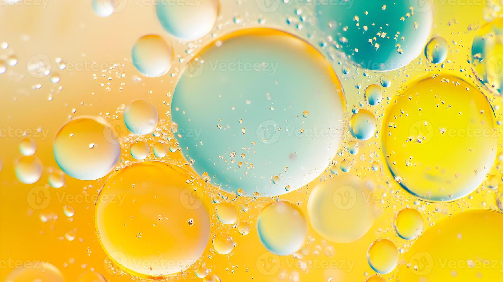 Chromatic fluidity mesmerizing abstract macro featuring floating oil drops in vibrant hues photo