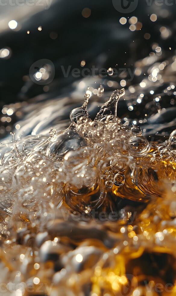 Dynamic interplay of viscous fluid and clear water creating a mesmerizing visual experience photo