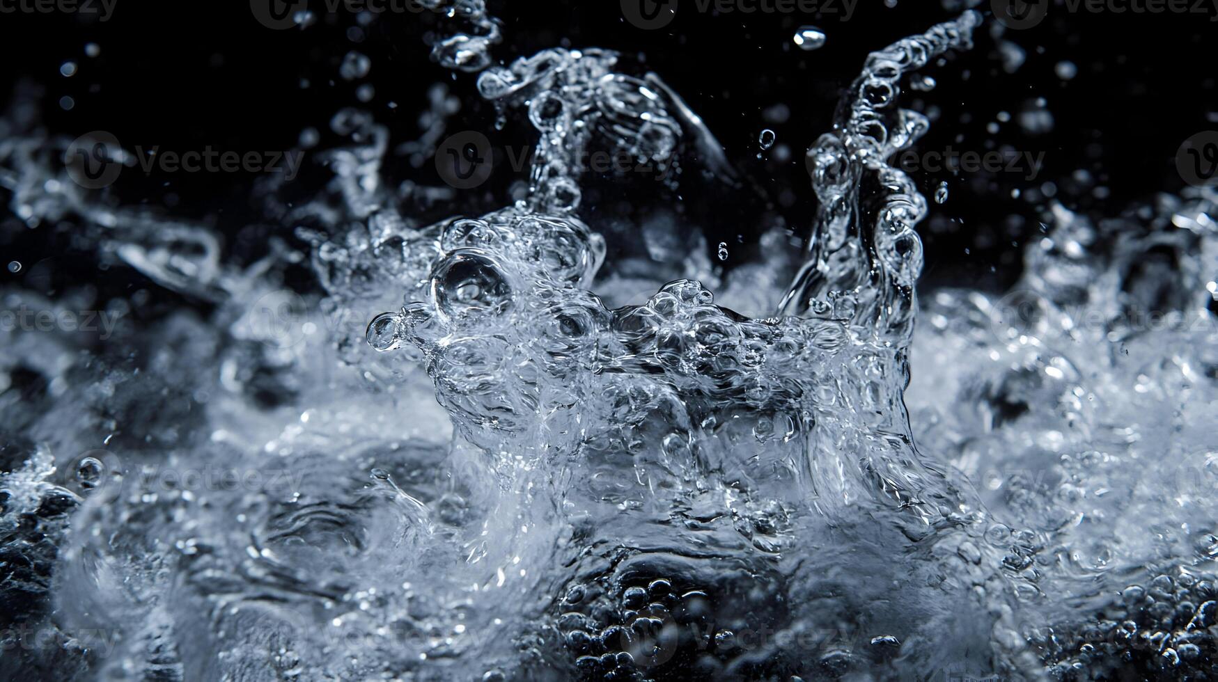 Dynamic burst of water captured in a high speed photography against a stark background photo