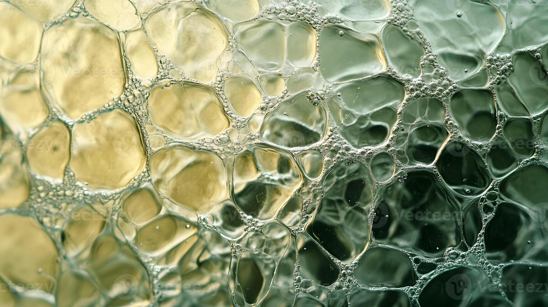 Intricate network of oil droplets floating on water creating a mesmerizing abstract pattern photo