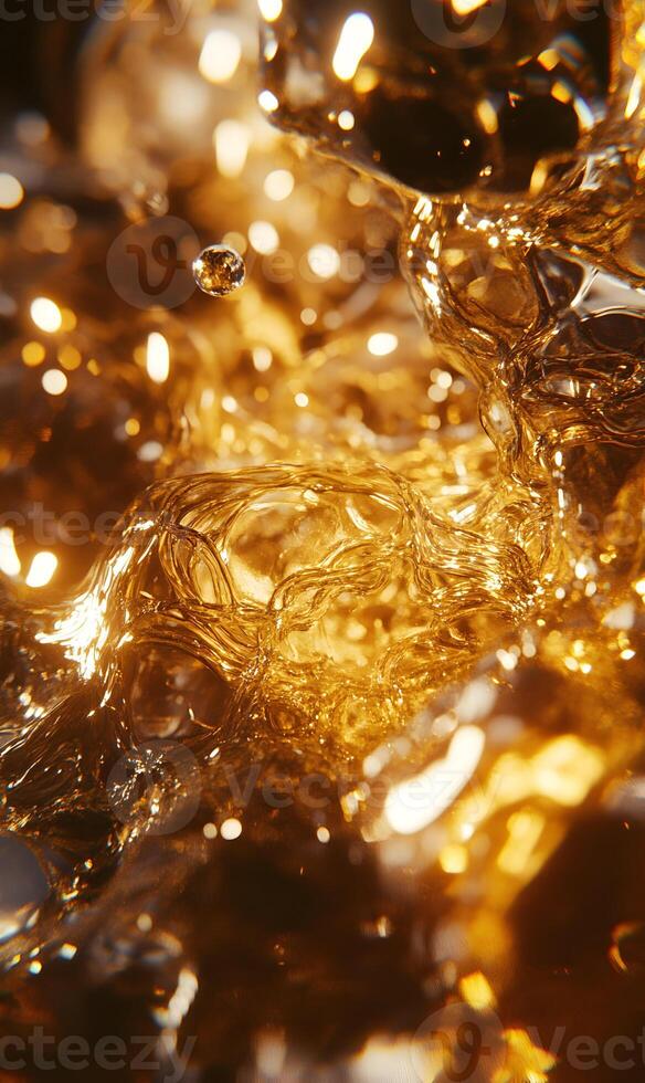 Captivating Amber Liquid Artistry Golden Hue Oil Drop in Water Abstract and Texture photo