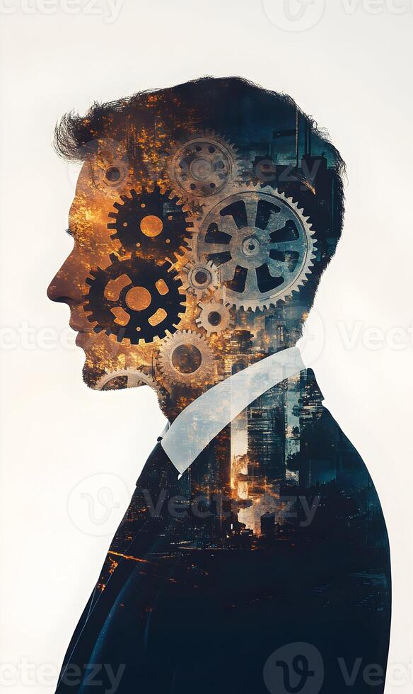 The cogwheel of business innovation and urban future, blending intelligence and industry photo