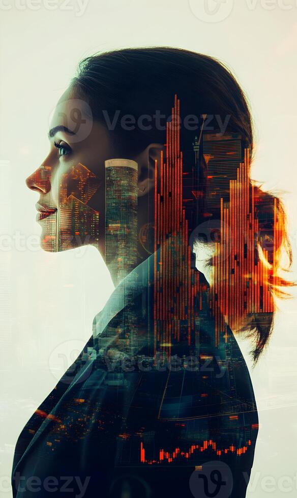 Visionary business leadership showcasing integration of strategy and market analysis photo