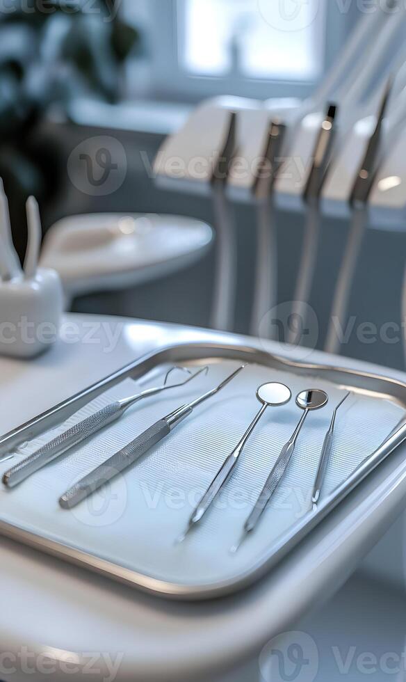 Precision Dental Tools A Clean Arrangement of Implements for Oral Care Procedures in Dentistry photo