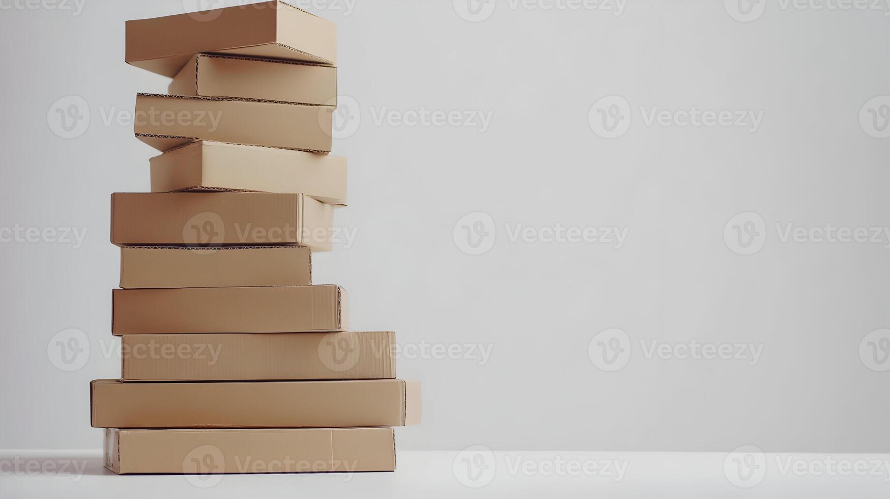 Stacked cardboard boxes against clean backdrop conveys logistics and packaging themes photo