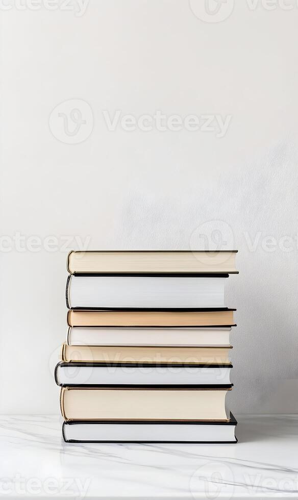 Artistic books display with modern minimalist composition and aesthetic monochrome theme photo