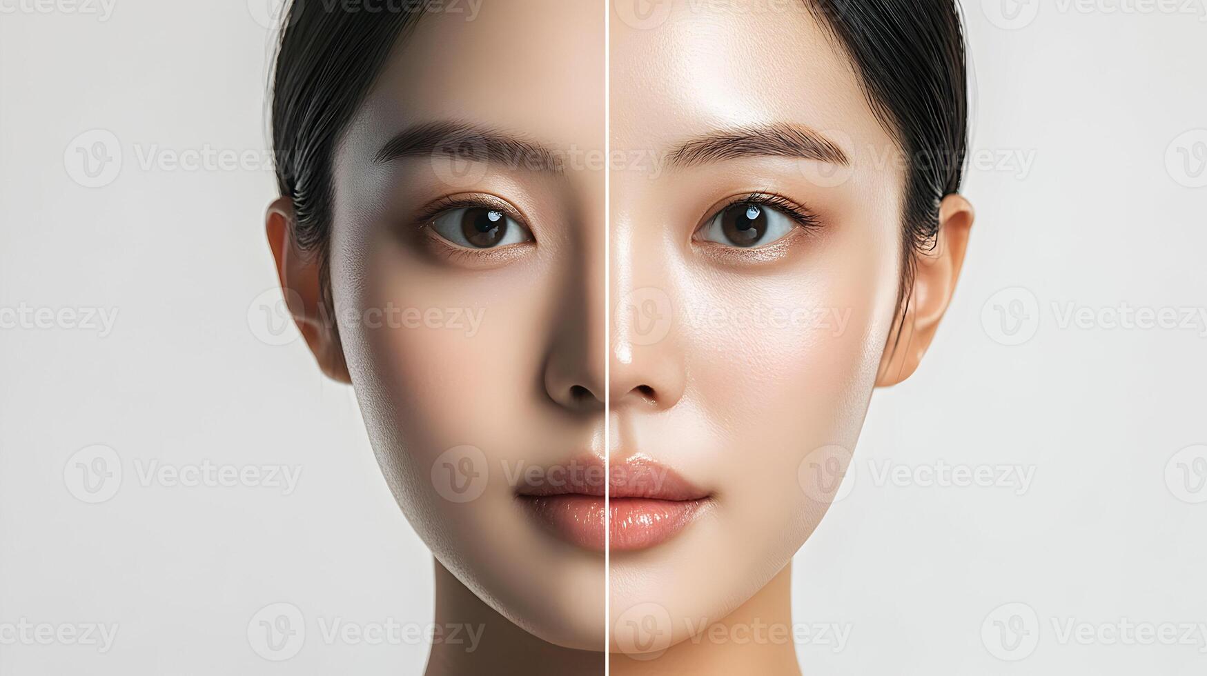 Dramatic makeover visualization, a striking before and after showcasing skin transformation photo