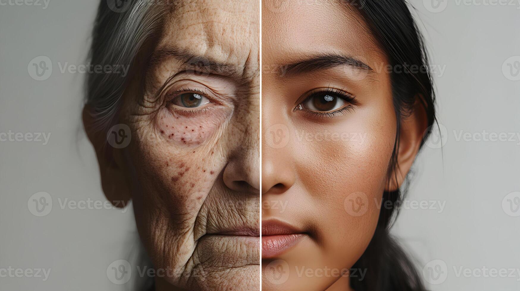 Visual juxtaposition of age and youth, highlighting the beauty through temporal stages photo