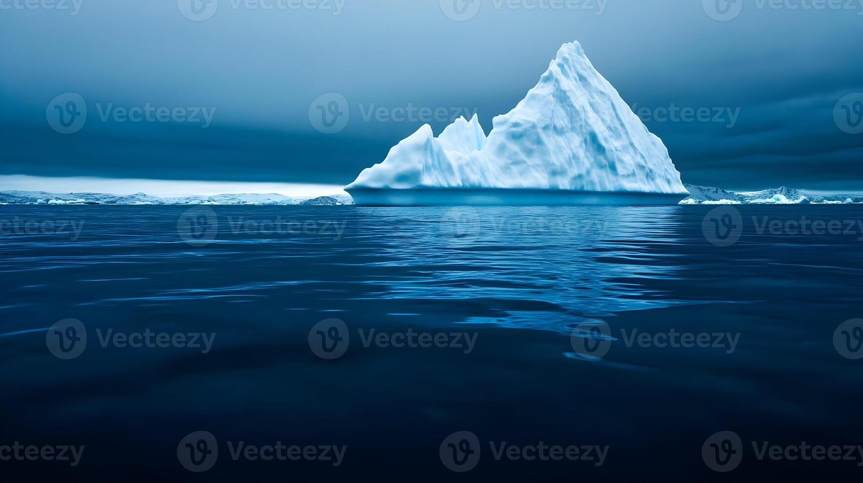 Majestic Iceberg Sculpture Reflecting on a Calm Sea in an Arctic Wilderness Landscape photo