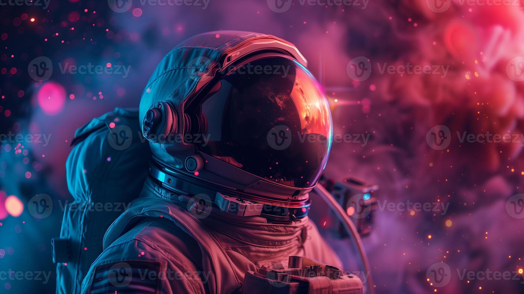 This Astronaut in a colorful cosmos, showcasing the thrill of space tourism and exploration. photo