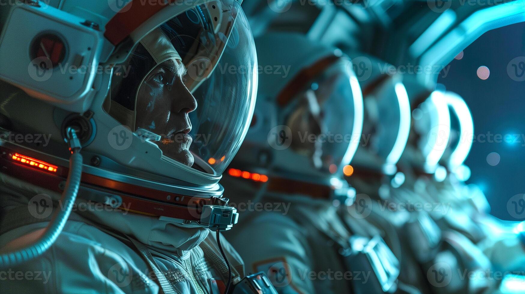 This Astronauts prepare for a suborbital flight experience in a space tourism venture. photo