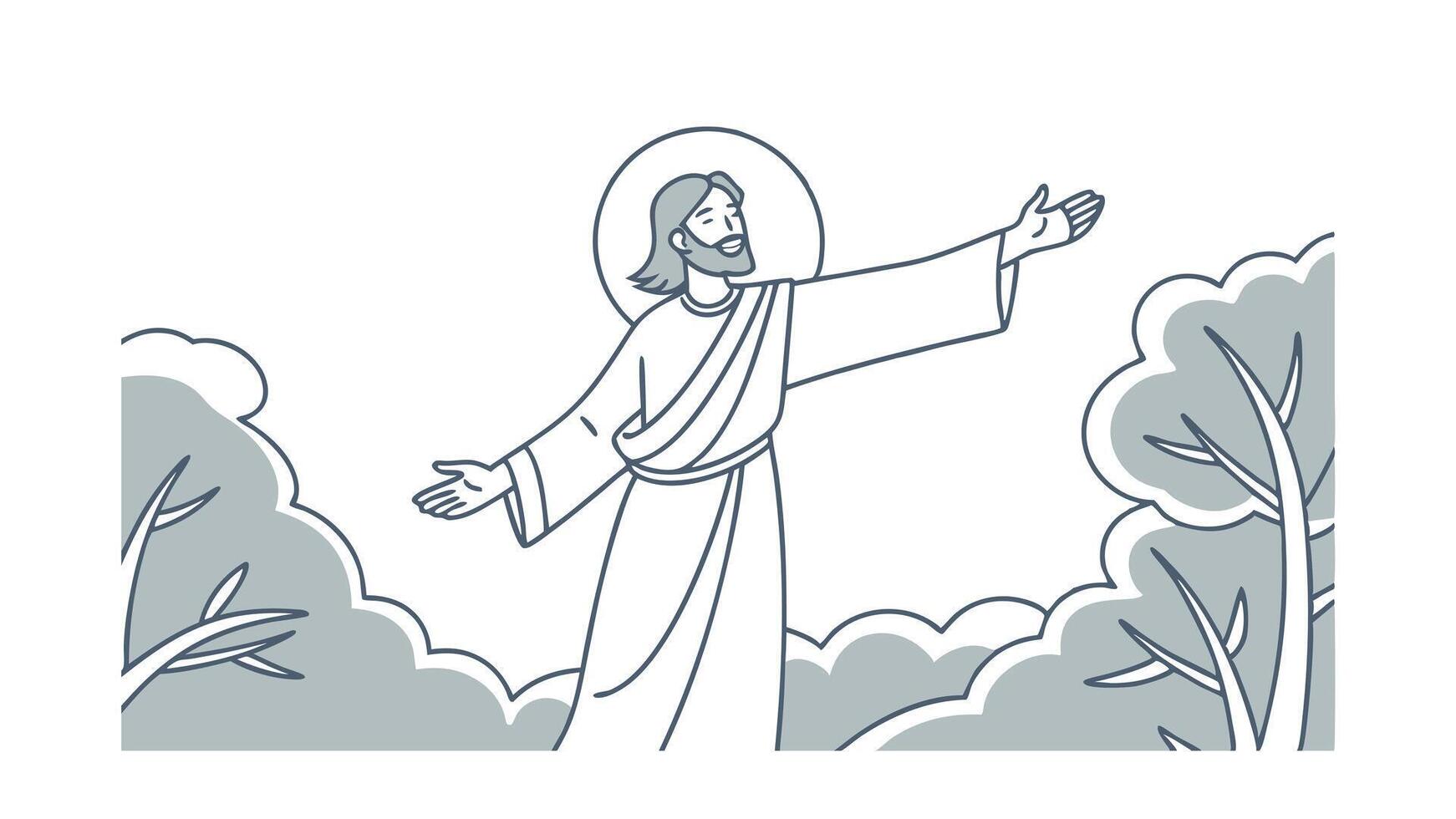 Jesus Christs Gentle Embrace Natures Serenity, Divine Grace vector