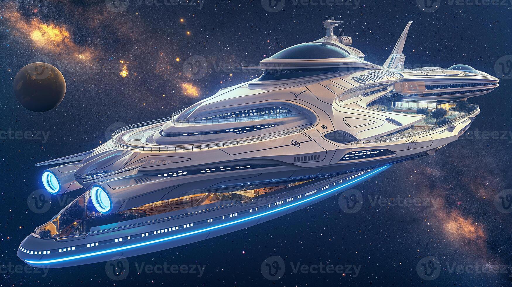 This Luxury spacecraft designed for suborbital travel offer breathtaking views of Earth and space. photo