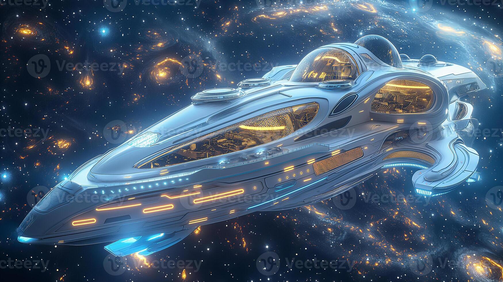 This Passengers embark on an extraordinary journey through zero gravity in a futuristic spaceplane. photo