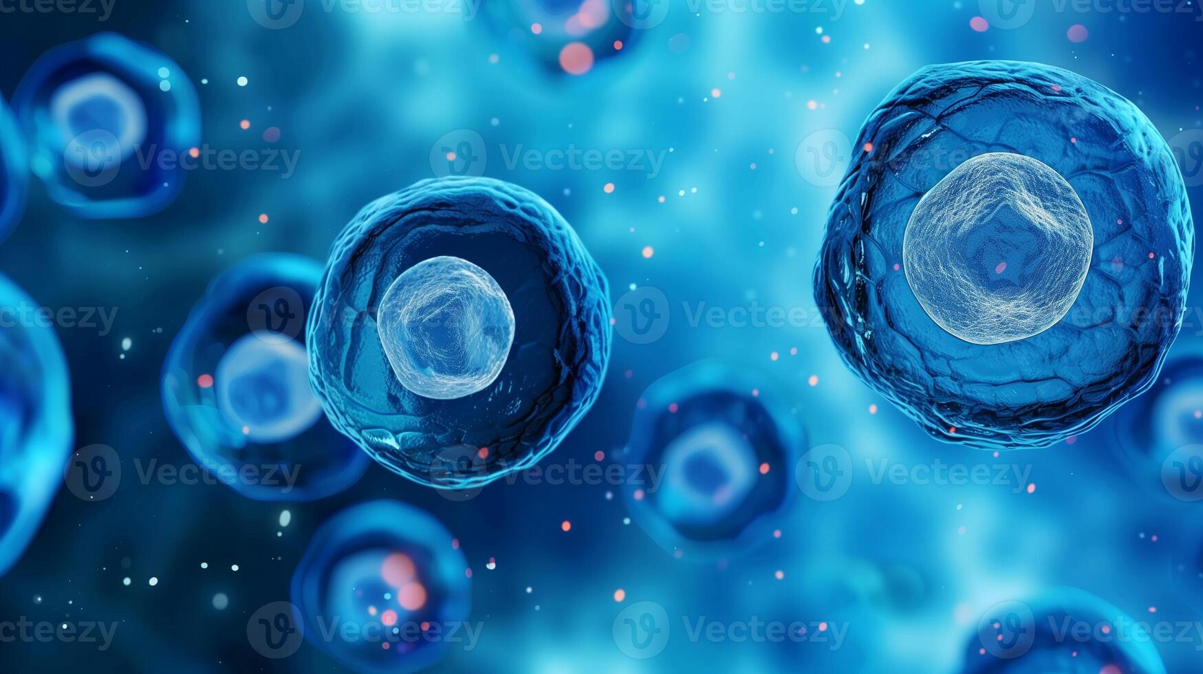 This Stem cells are shown in detail, highlighting their ability for tissue renewal and regeneration. photo