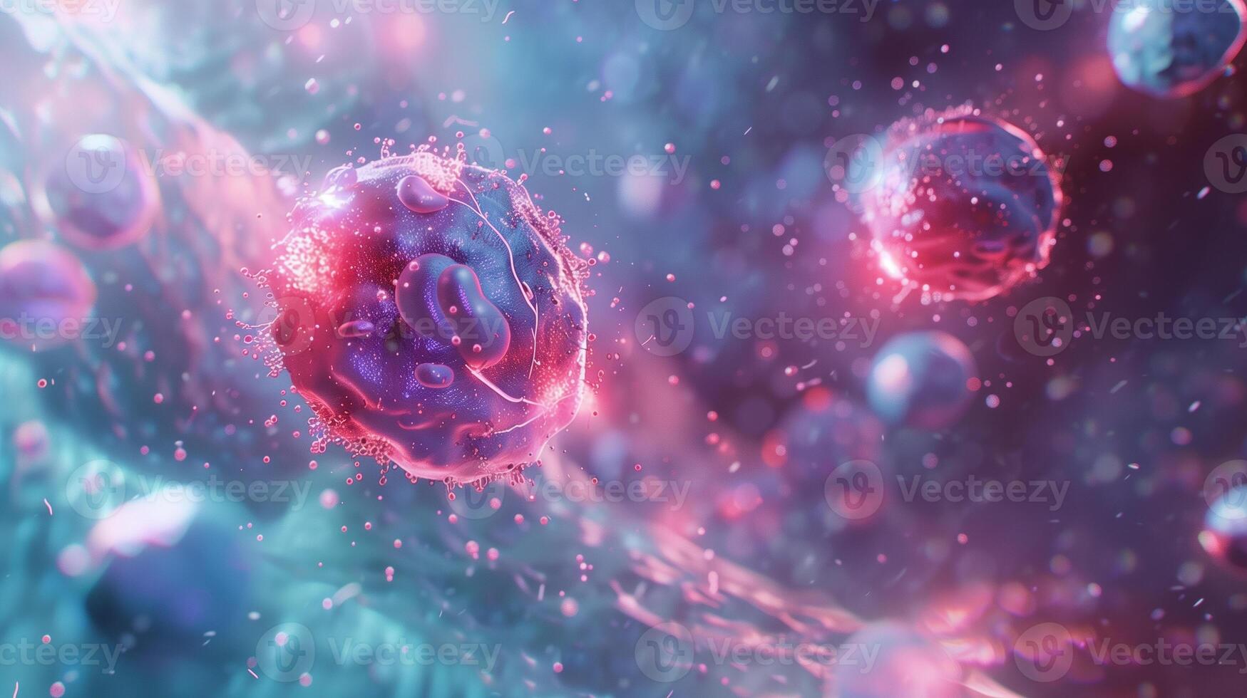 This Vibrant colors illustrate pluripotent stem cells' potential for renewal and therapy. photo
