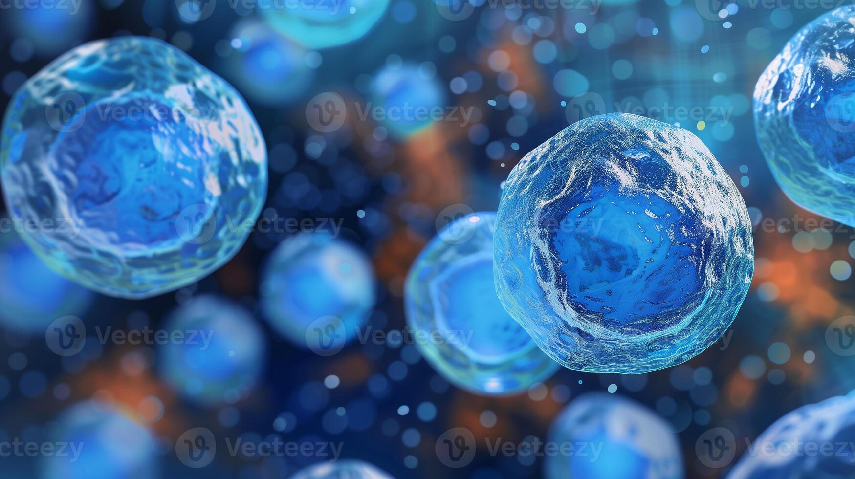 This Stem cell clusters are shown in a vibrant blue, emphasizing their regenerative powers. photo