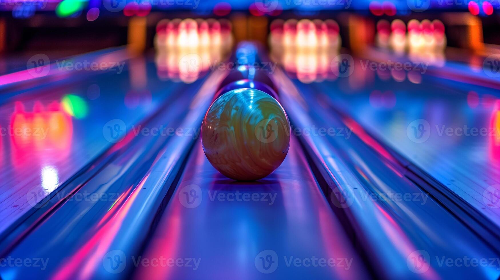 This Colorful lights shine on the lanes, with a shiny ball adding to the festive fun. photo
