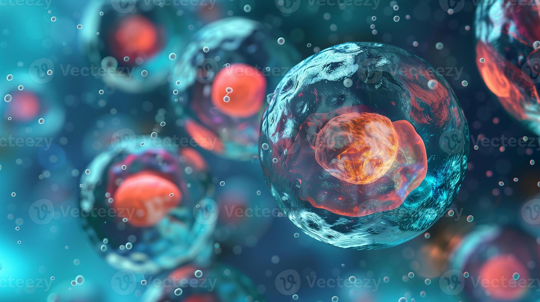 This Colorful depiction of stem cells illustrating their vital role in tissue regeneration and therapy. photo
