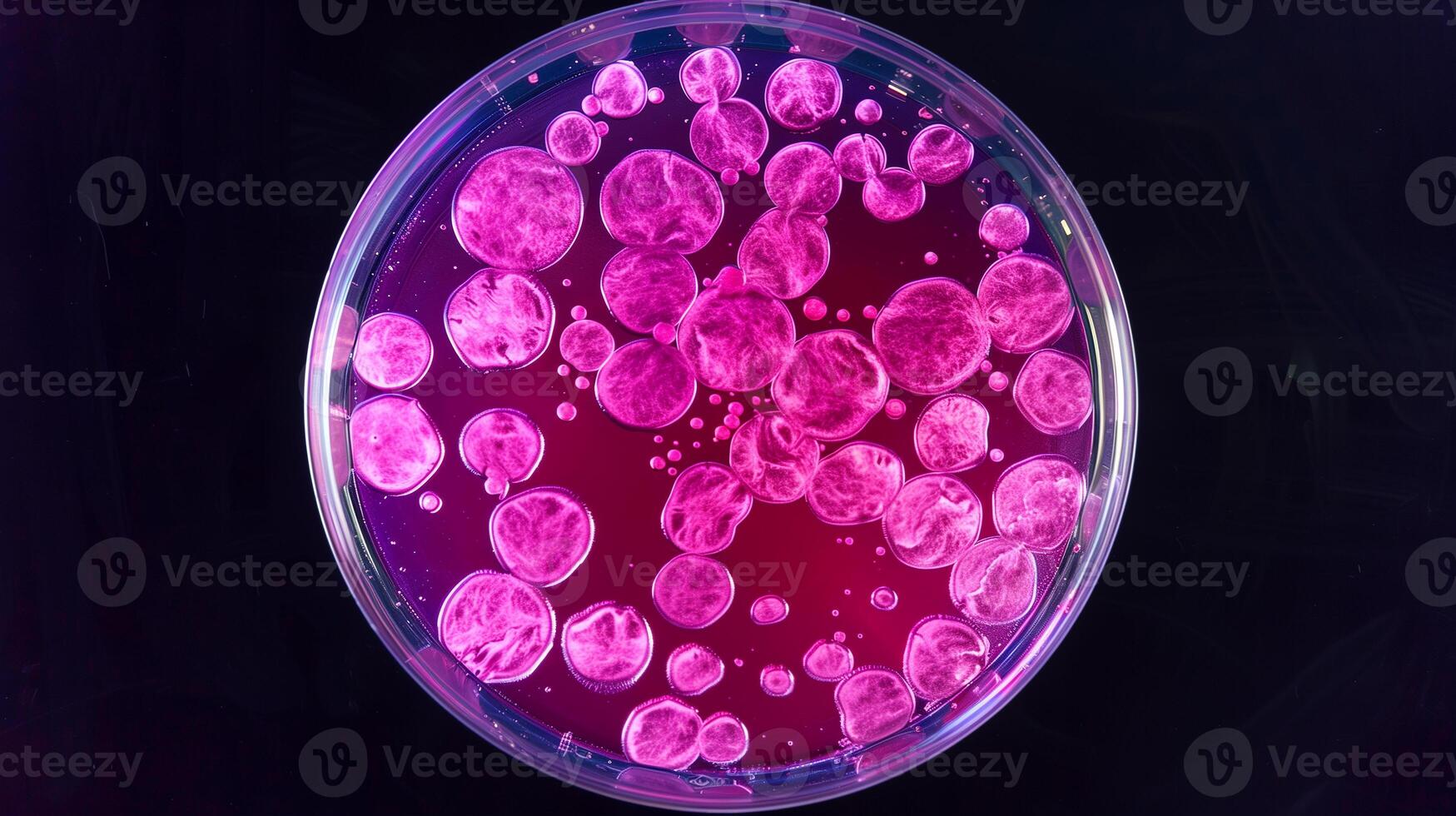 This Colored stem cell cultures showcase potential in regenerative medicine for transformative therapies. photo