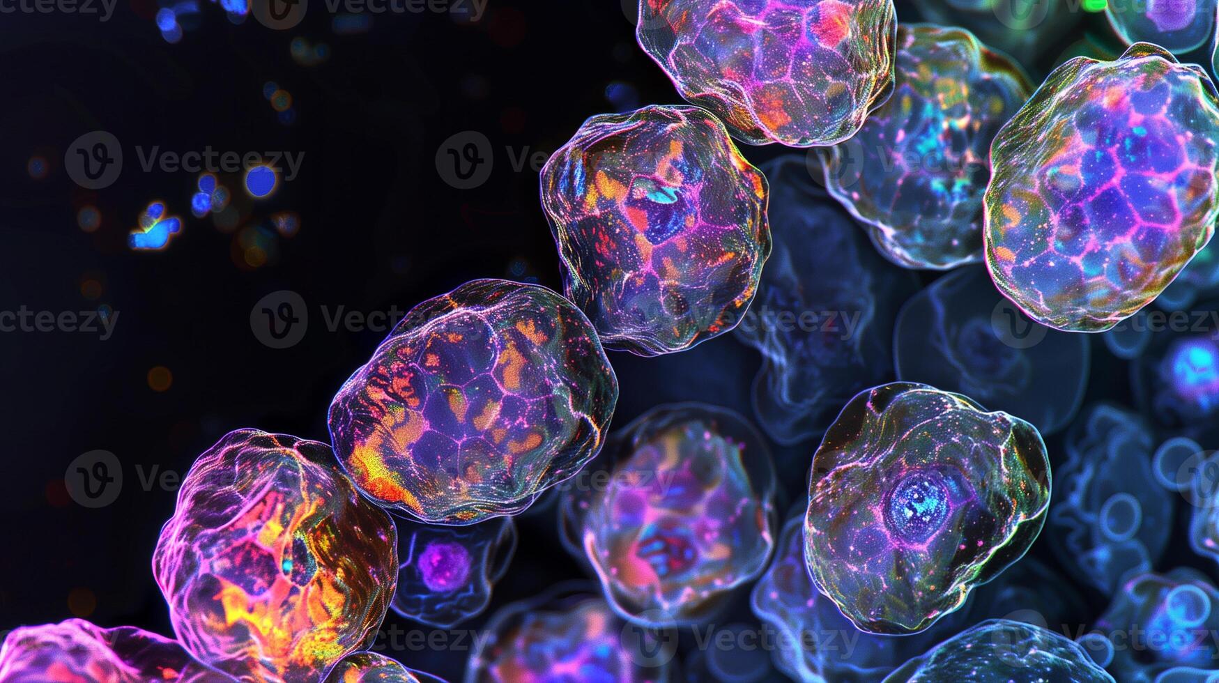 This Stem cells in a dynamic arrangement highlight their role in regeneration and therapy. photo
